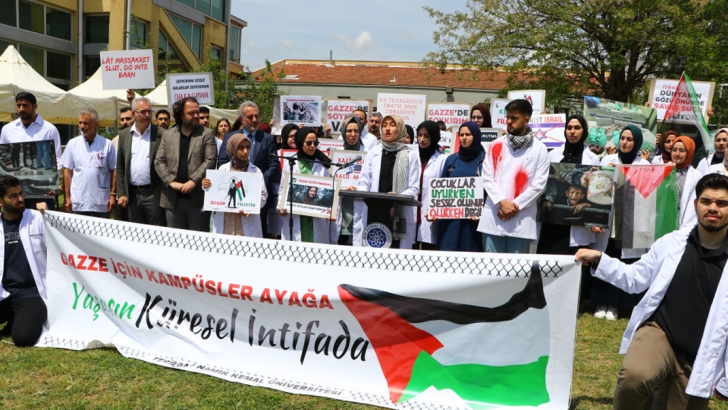 Tekirdağ'da tıp öğrencileri ve doktorlar İsrail'in Gazze'ye saldırılarını protesto etti  | KIRKLARELİ